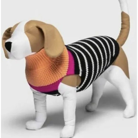 Boots & Barkley Dog and Cat Striped Pet Sweater Pink Orange Large NEW - Picture 1 of 5